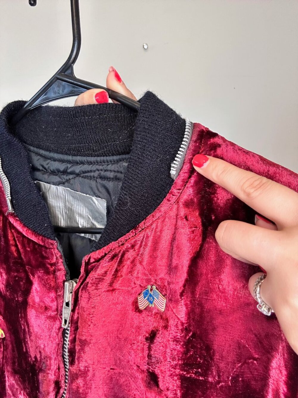 Vtg 80s 90s Crushed Velvet Sukajan Souvenir Jacket - Korea Dragon Bomber - Picture 7 of 16
